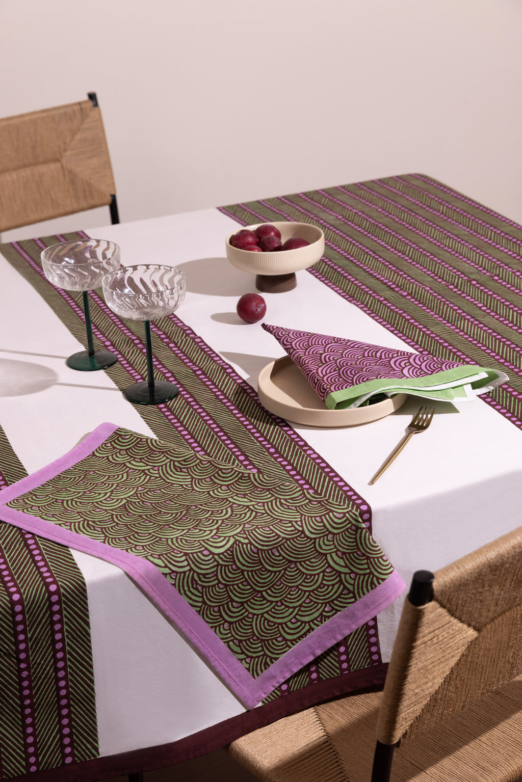 Machli Napkins (Set of 4) | Orchid + Celadon