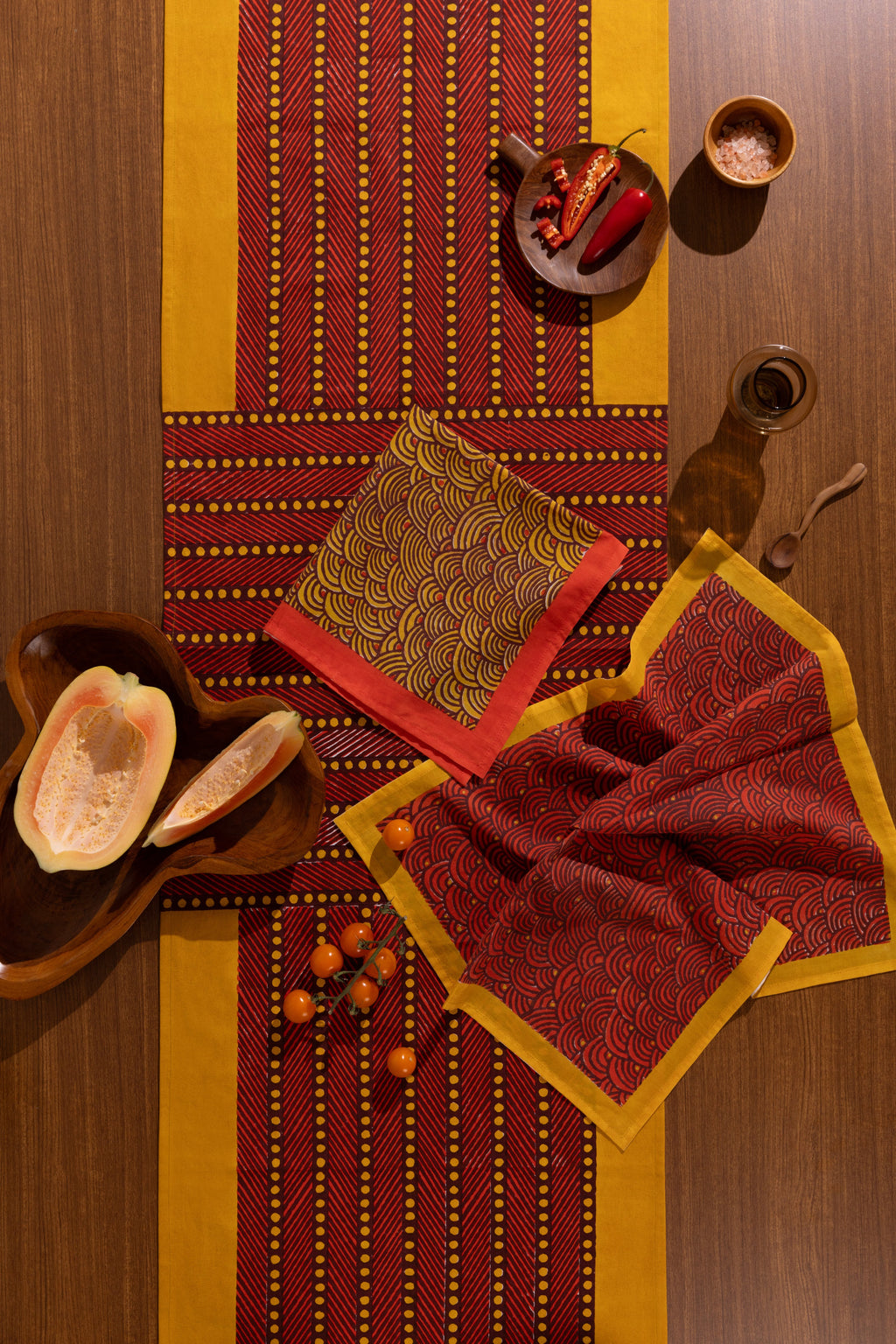 Machli Napkins (Set of 4) | Vermillion + Ochre