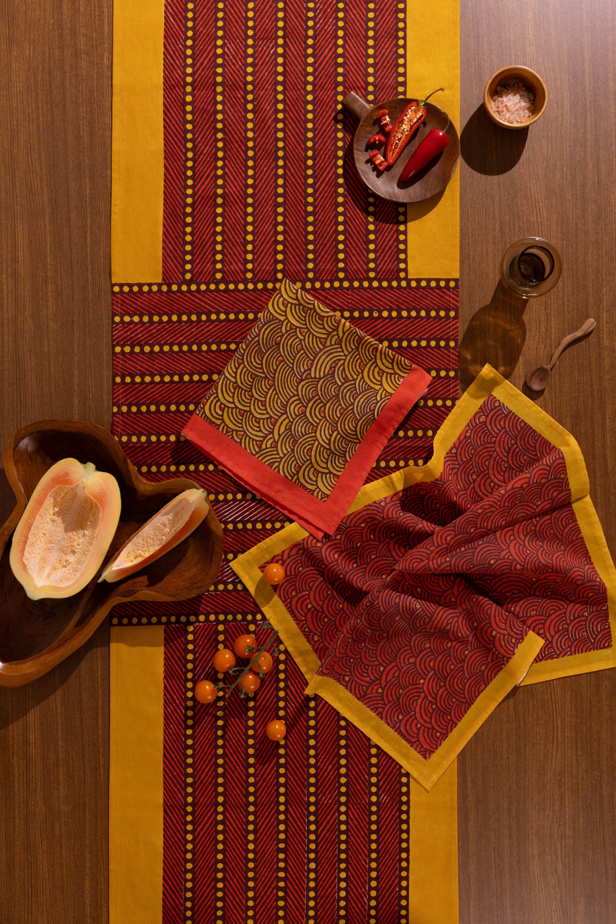 Machli Napkins (Set of 4) | Vermillion + Ochre