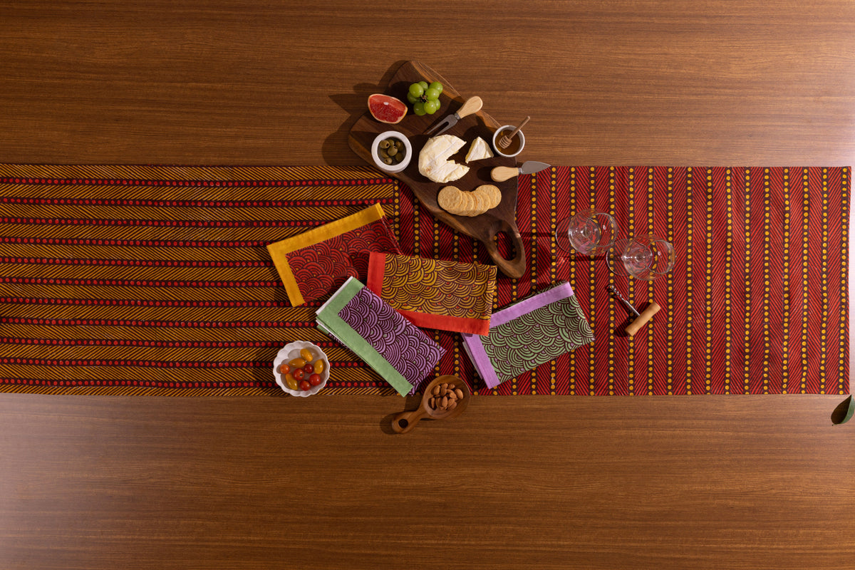 Mor Split Table Runner | Vermillion + Ochre